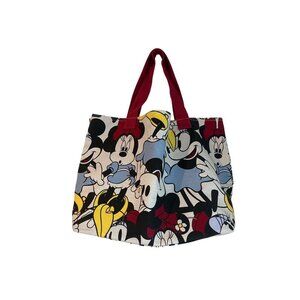 Disney Store Minnie Mouse Graphic Tote Bag With Red Handles & Fun Cartoon Print